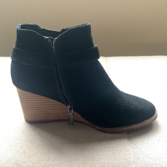 Blondo Natalia Waterproof Black Suede Leather Wedge Booties Ankle Boots Size 7.5 - Picture 9 of 16